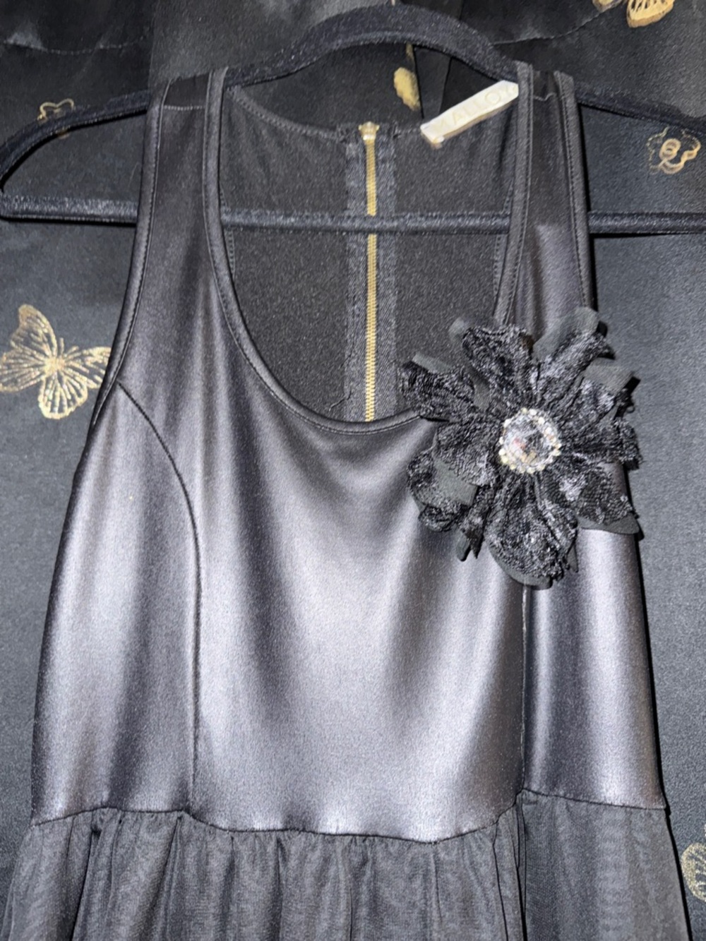 Black Floral Accent High-Low Dress - Picture 2 of 2